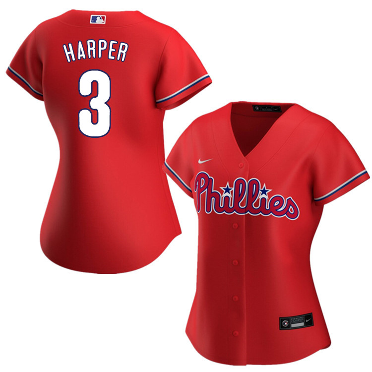 Nike Women #3 Bryce Harper Philadelphia Phillies Baseball Jerseys Sale-Red